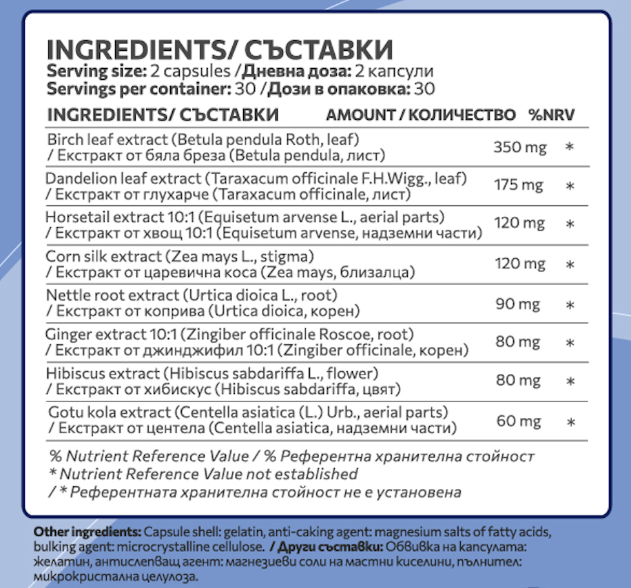 WaterOut - натурален, билков диуретик - 60 капсули